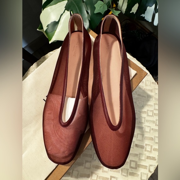 NIB Le Monde Beryl Luna Mesh and leather sole burgundy ballet flat shoes 39 - Picture 3 of 10